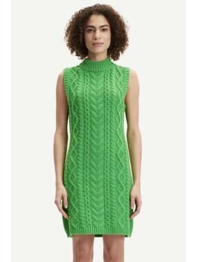 Kaya Knit Dress Vibrant Green Sleeveless Cable Knit